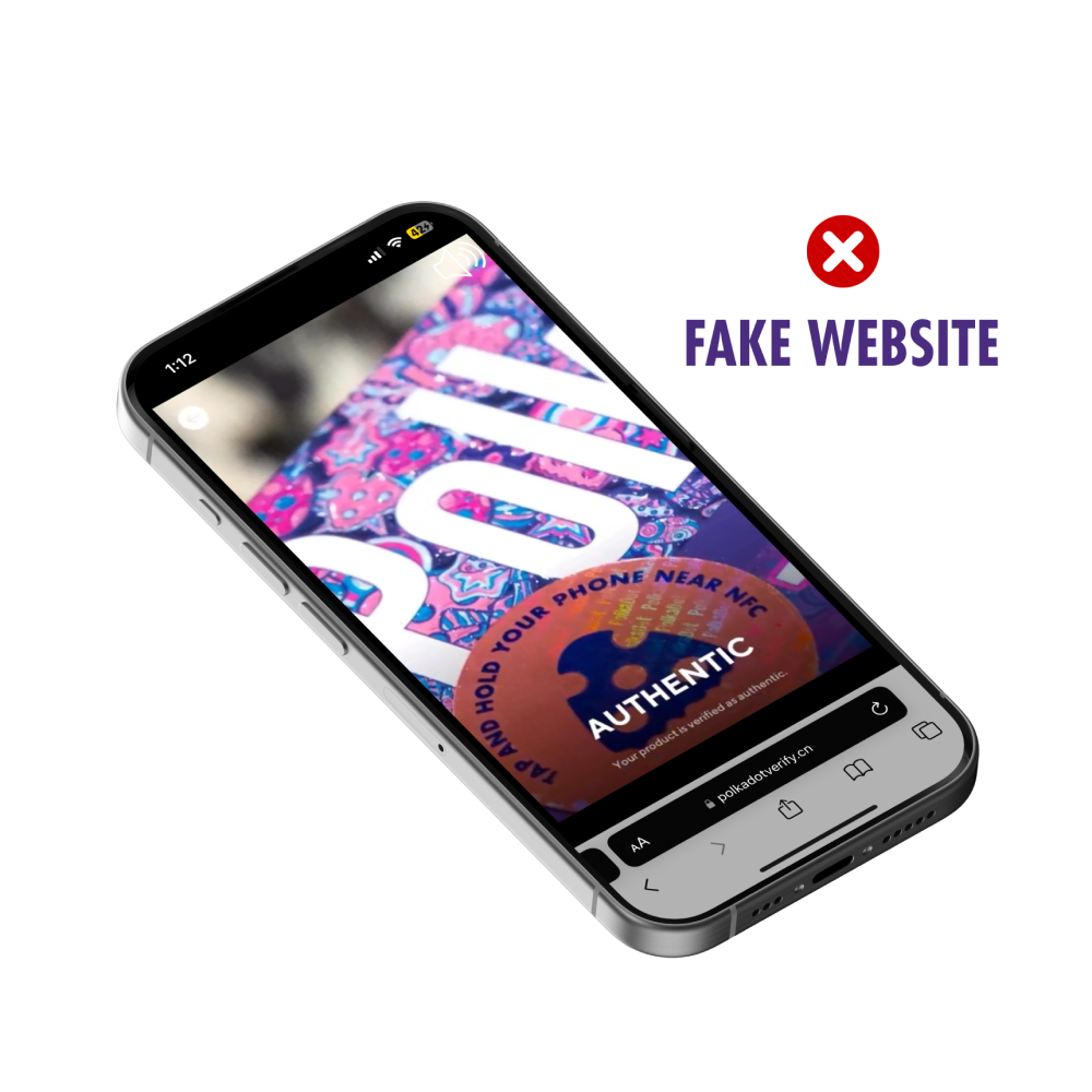Fake counterfeit Berify sticker — blurry logo, incorrect typography